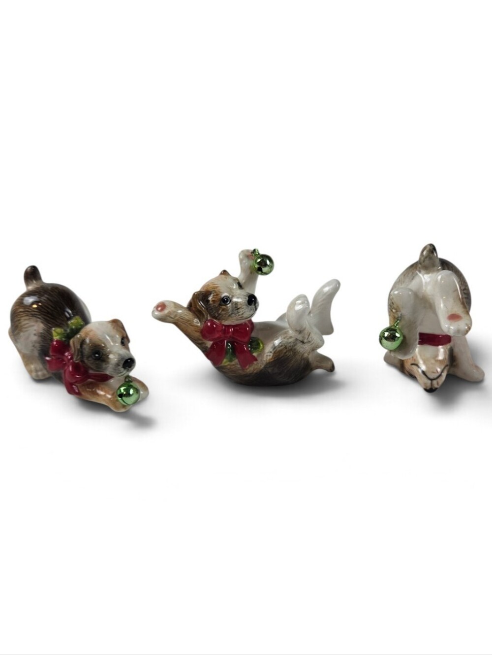 Fitz & Floyd Tumbling Christmas Dog Figures Set of 3